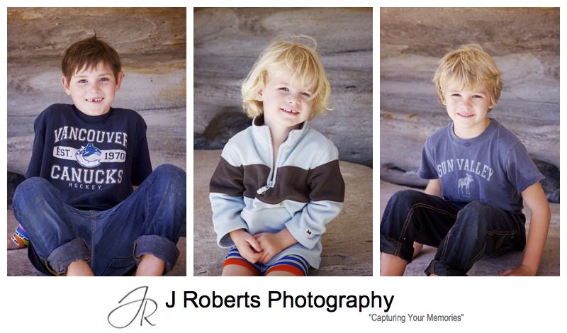 Individual portraits of family with 3 boys - family portrait photography sydney